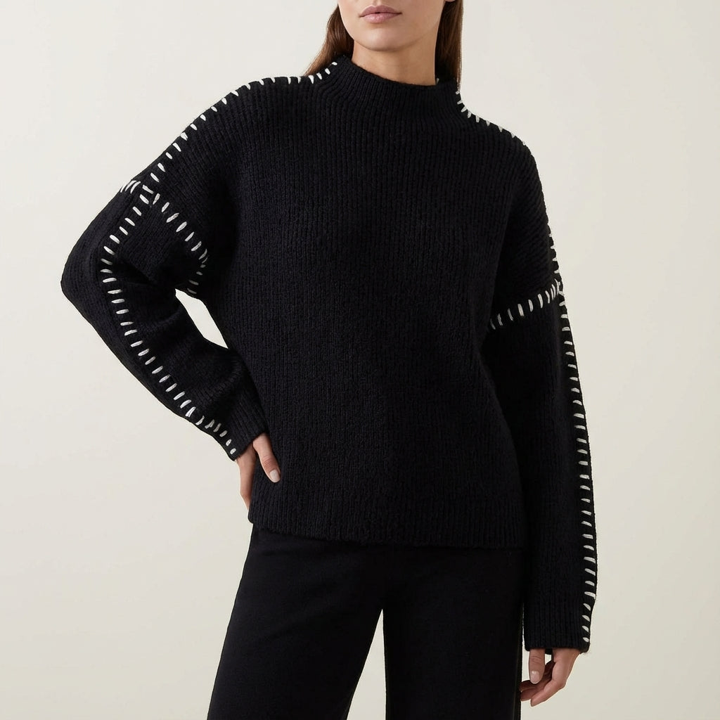 Sweter damski dzianinowy z golfem | Styl codzienny