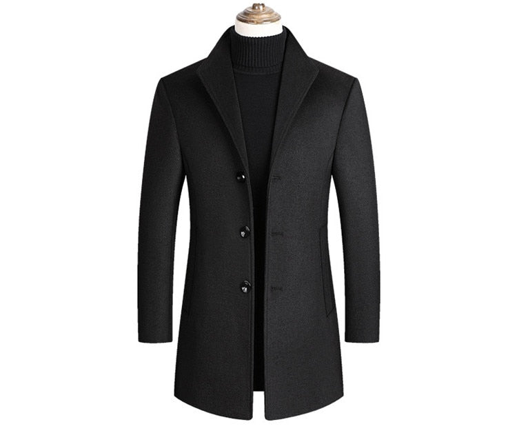 Płaszcz Męski Elegancki Jednorzędowy Czarny | Styl Codzienny