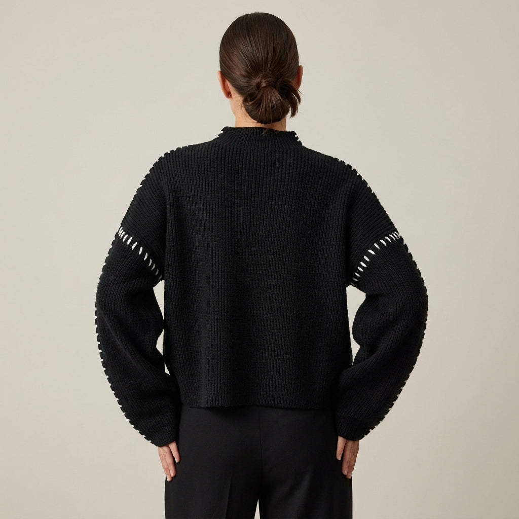 Sweter damski dzianinowy z golfem | Styl codzienny