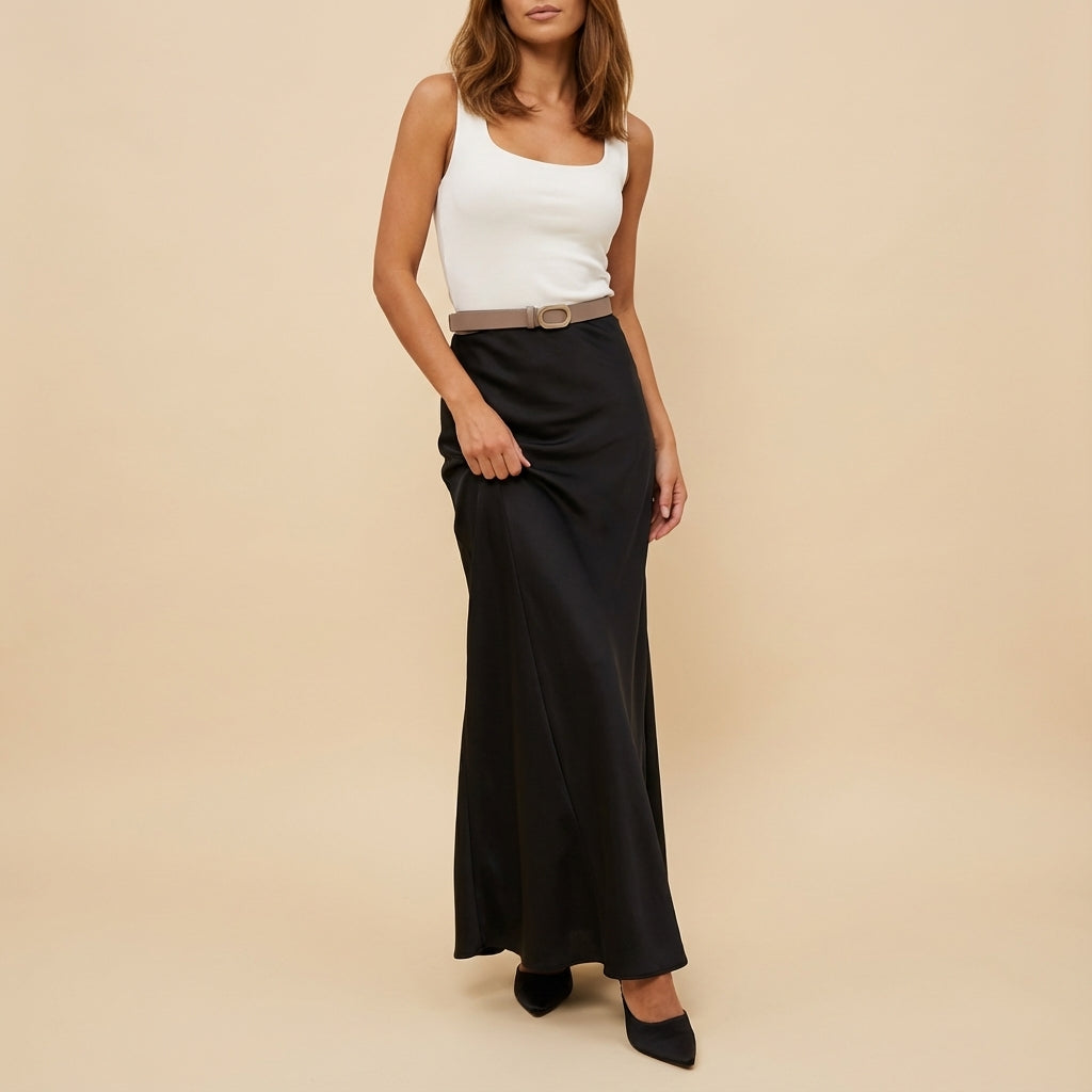 Spódnica Maxi Damska Satynowa | Styl Codzienny