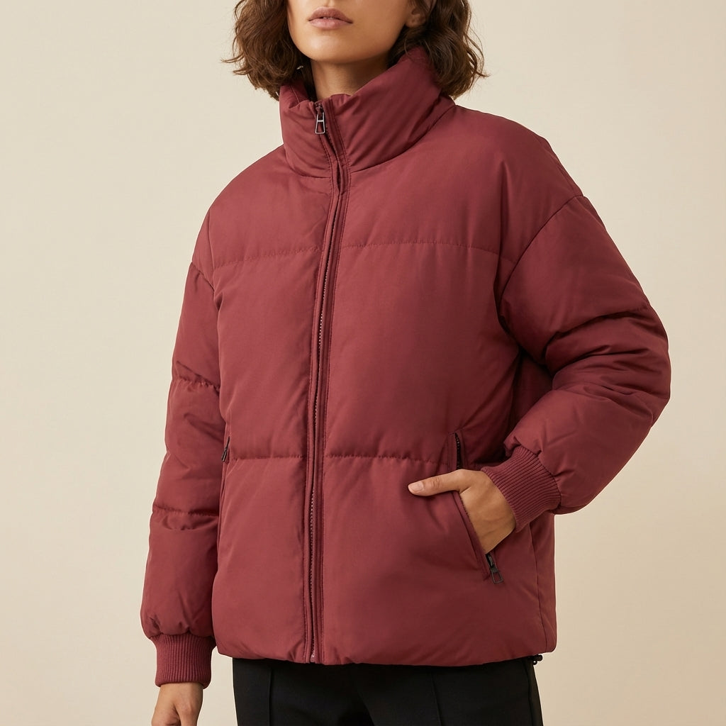 Kurtka Zimowa Damska Oversize ze Stójką | Styl Miejski