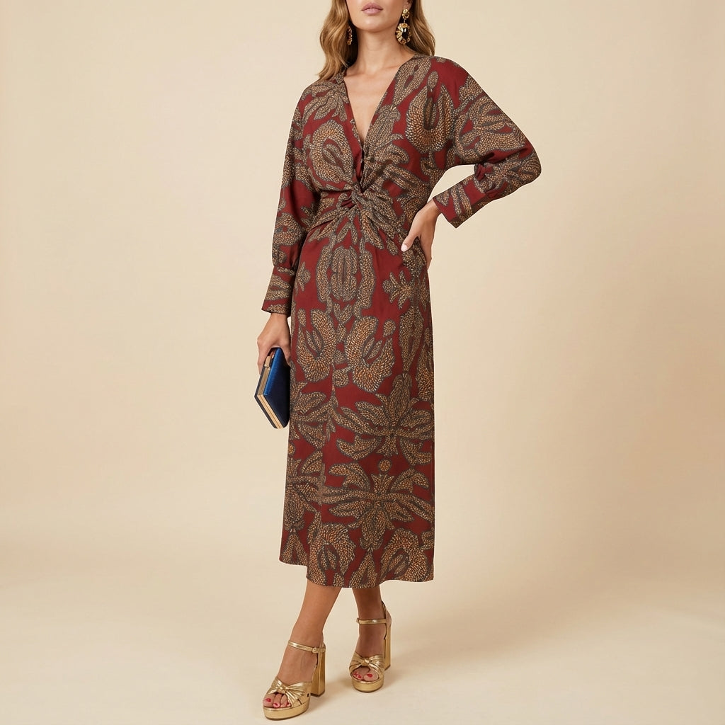 Sukienka damska midi kopertowa | Na wyjście