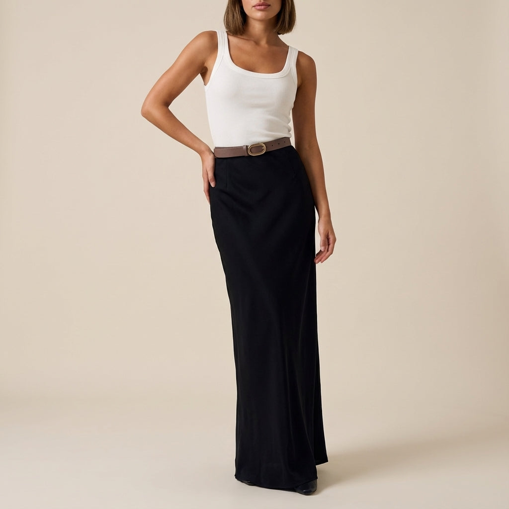 Spódnica Maxi Damska Satynowa | Styl Codzienny