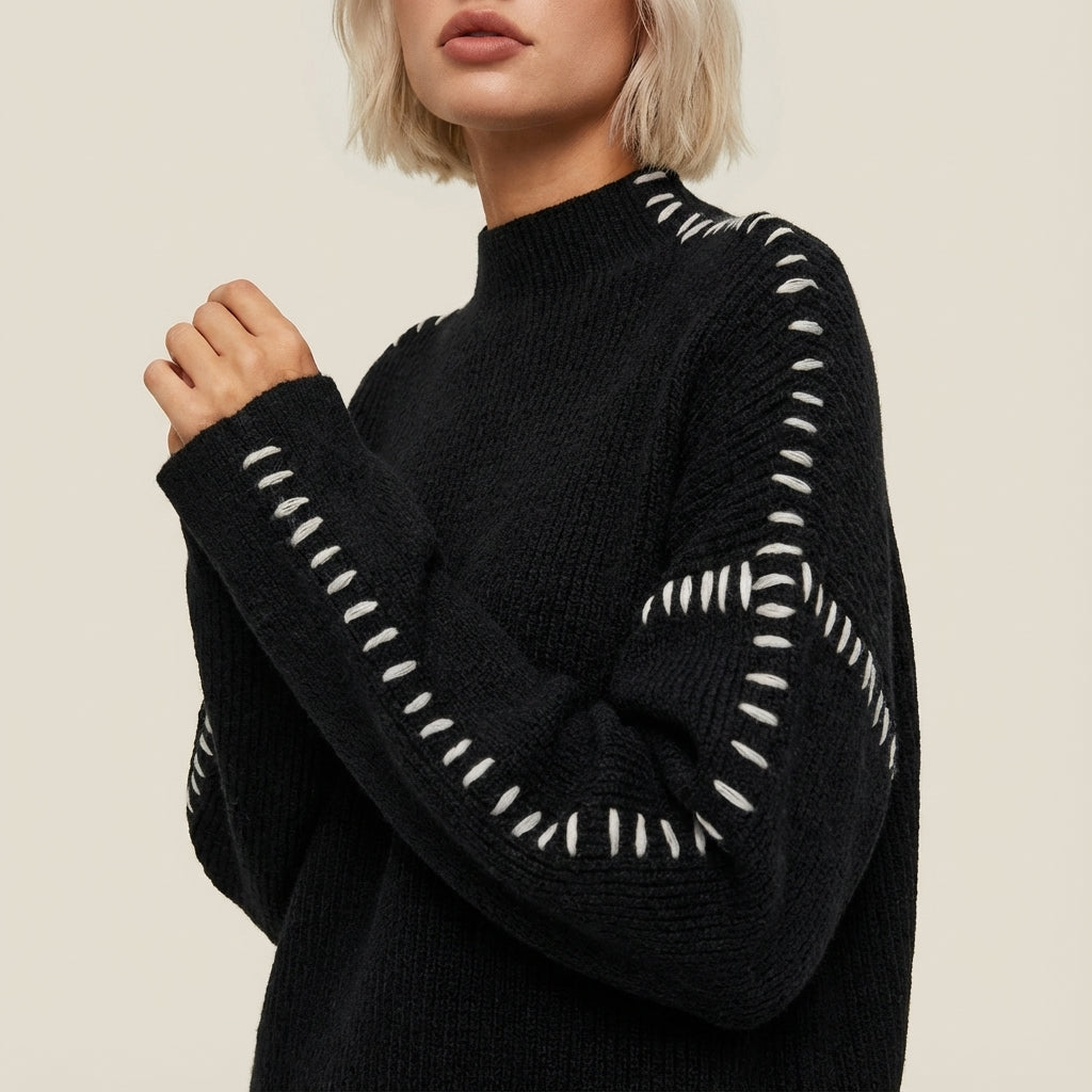 Sweter damski dzianinowy z golfem | Styl codzienny