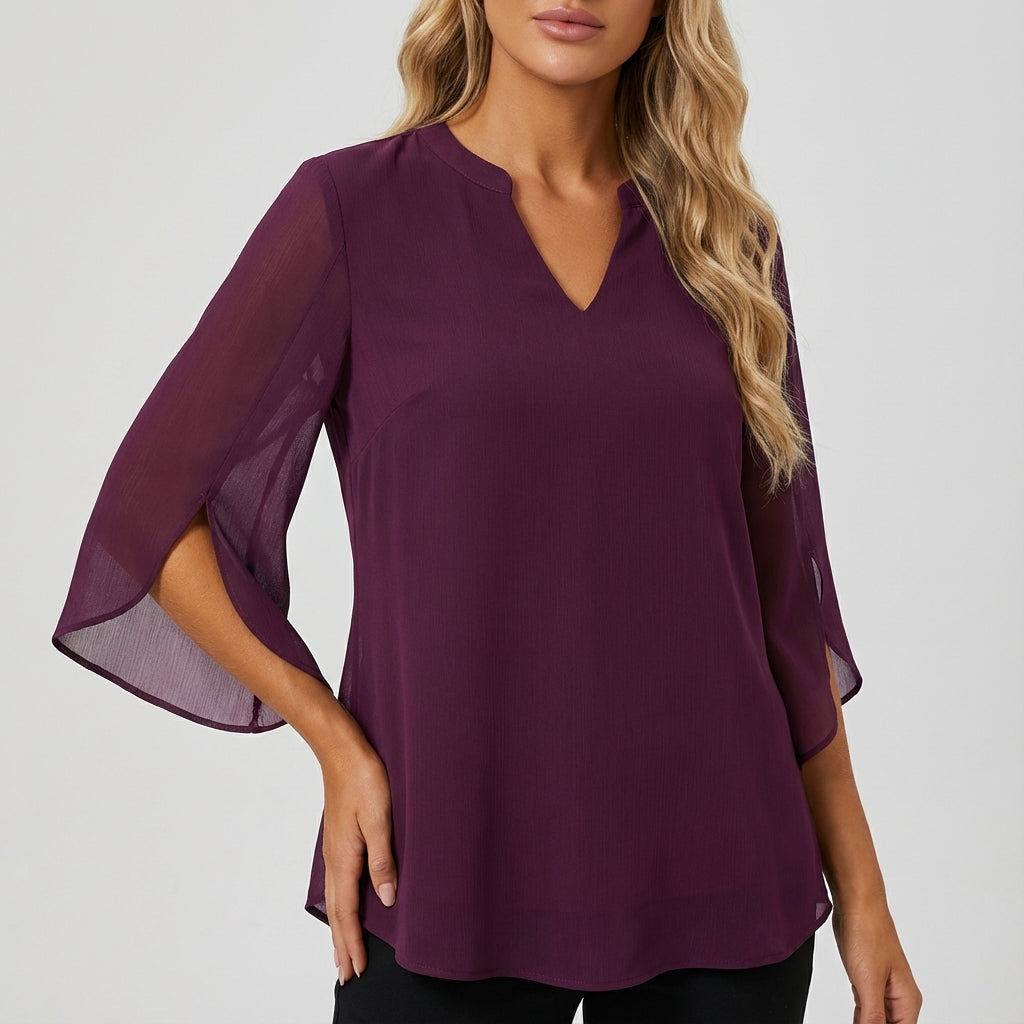 Bluzka damska dekolt V luźny krój | Codzienne noszenie