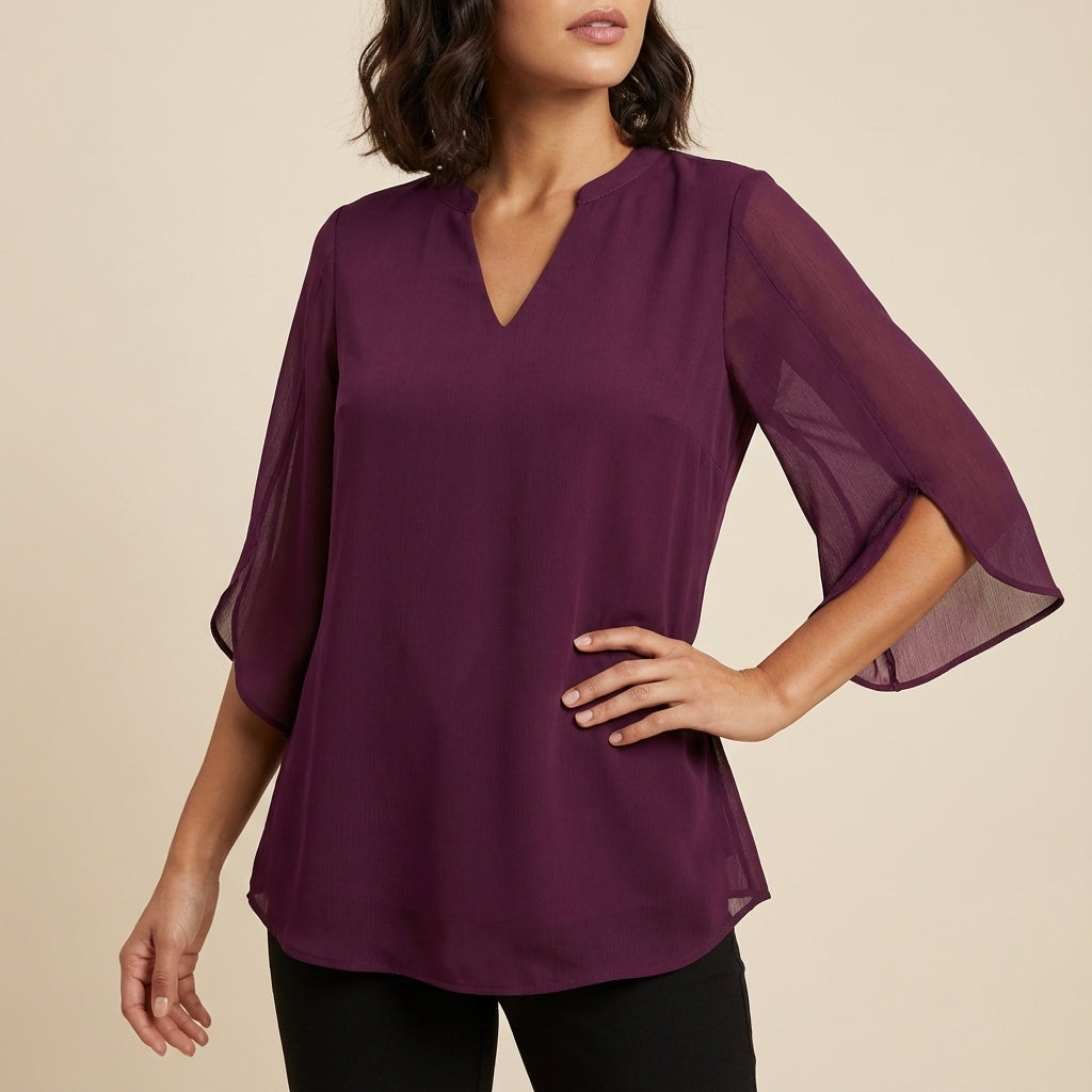 Bluzka damska dekolt V luźny krój | Codzienne noszenie