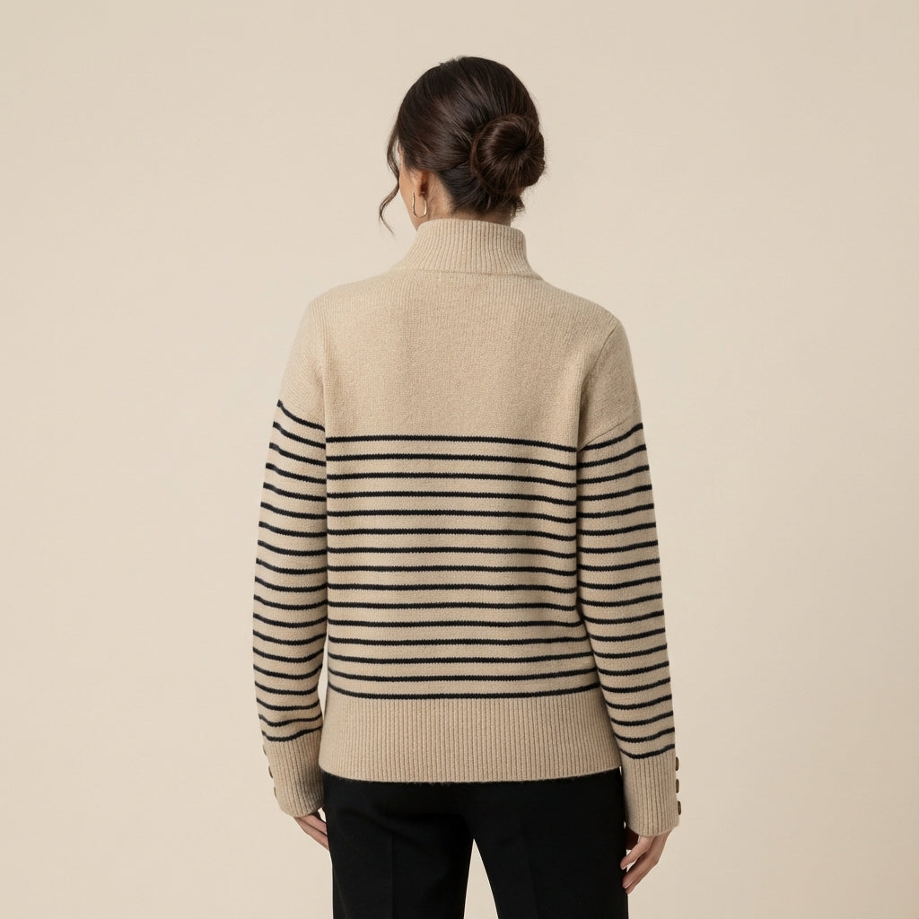 Sweter damski w paski z golfem | Codzienne noszenie