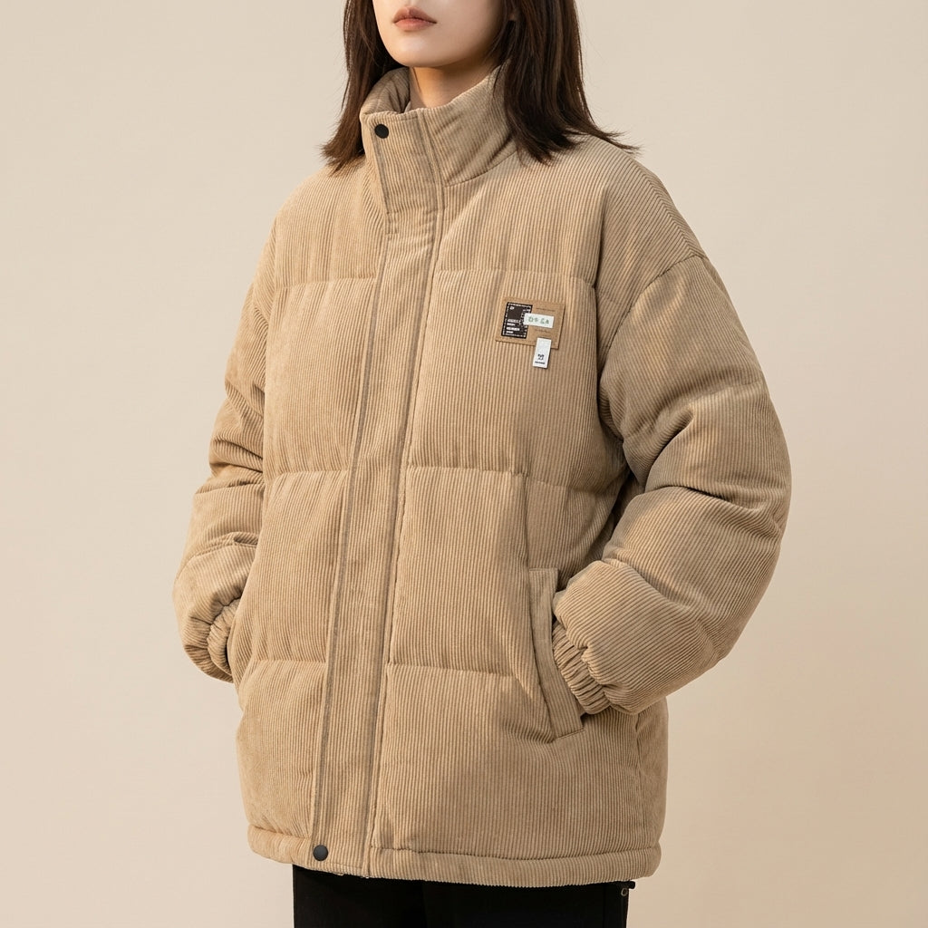 Kurtka zimowa damska sztruksowa z kapturem | Styl miejski na sezon