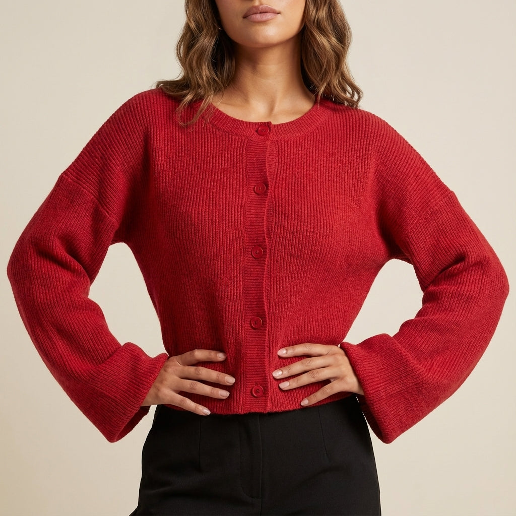 Sweter damski rozpinany na guziki z długim rękawem | Na co dzień