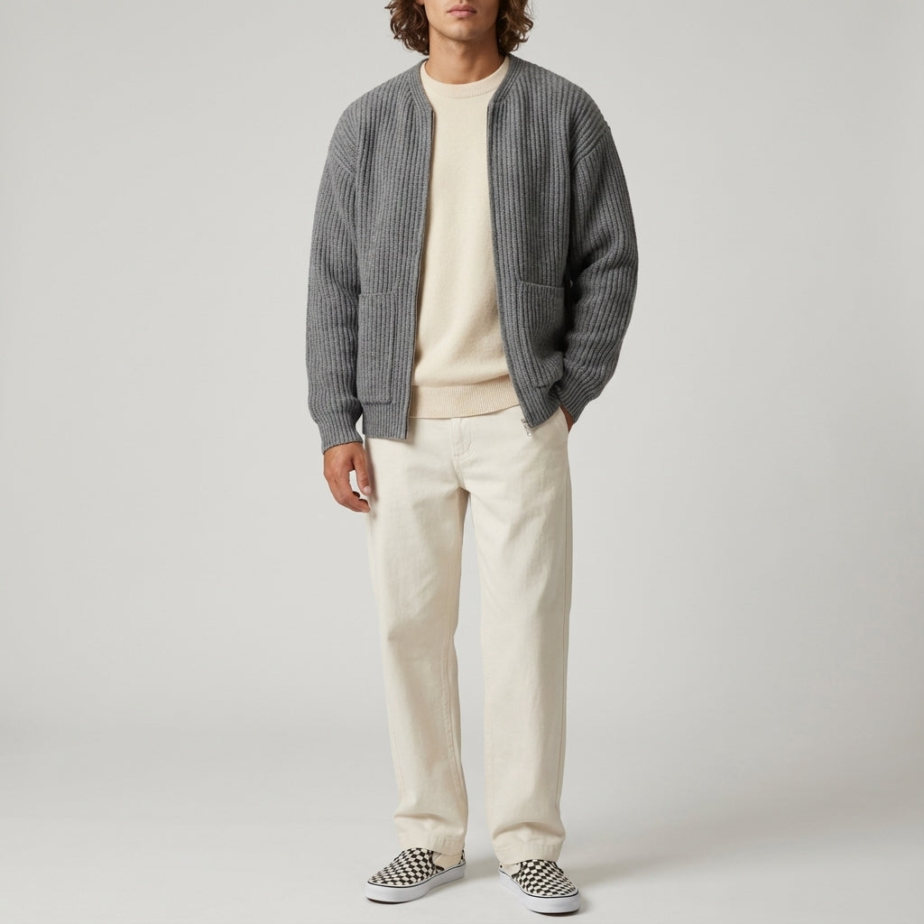 Kardigan męski dzianinowy zapinany | Styl codzienny