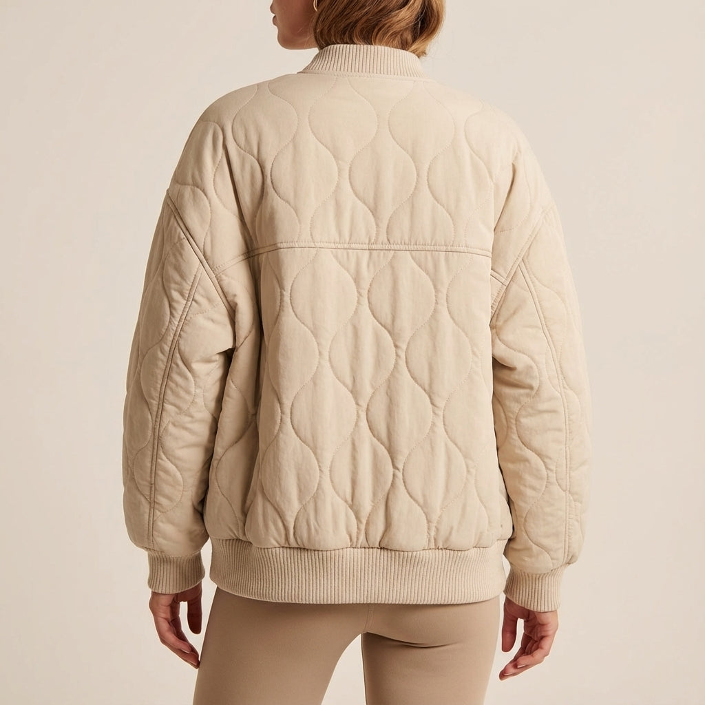 Kurtka Bomberka Damska Pikowana na Zatrzaski | Styl Miejski