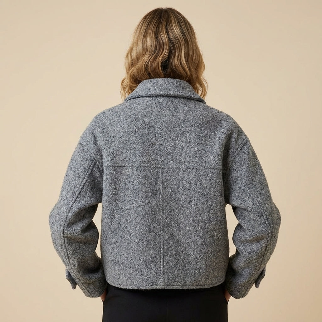 Kurtka damska krótka na zamek z kołnierzem i kieszeniami | Na co dzień