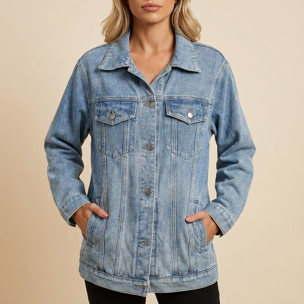 Kurtka damska oversize na guziki z kieszeniami | Styl codzienny