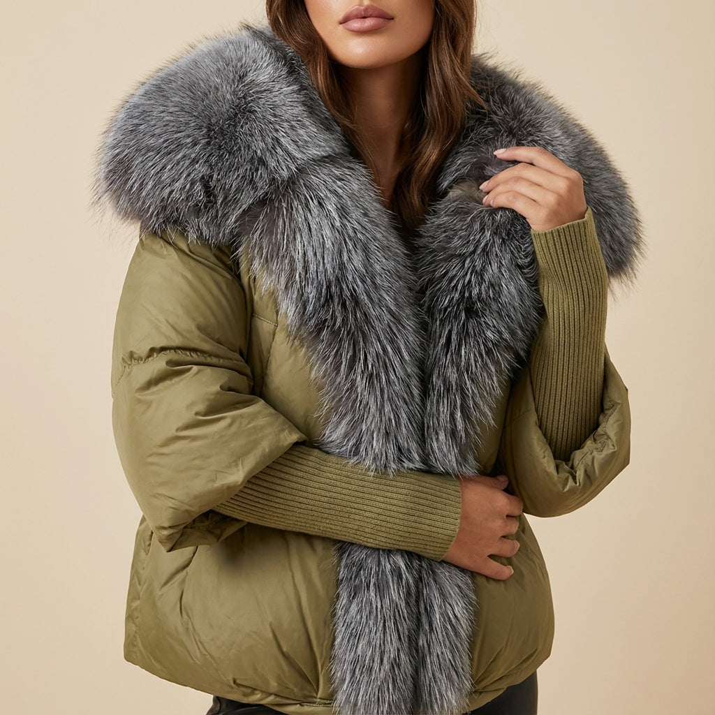 Kurtka Zimowa Damska Pikowana Khaki | Styl Miejski