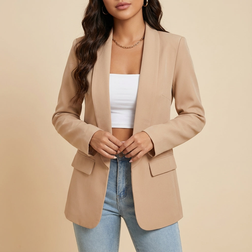 Marynarka damska długa dopasowany krój | Styl codzienny