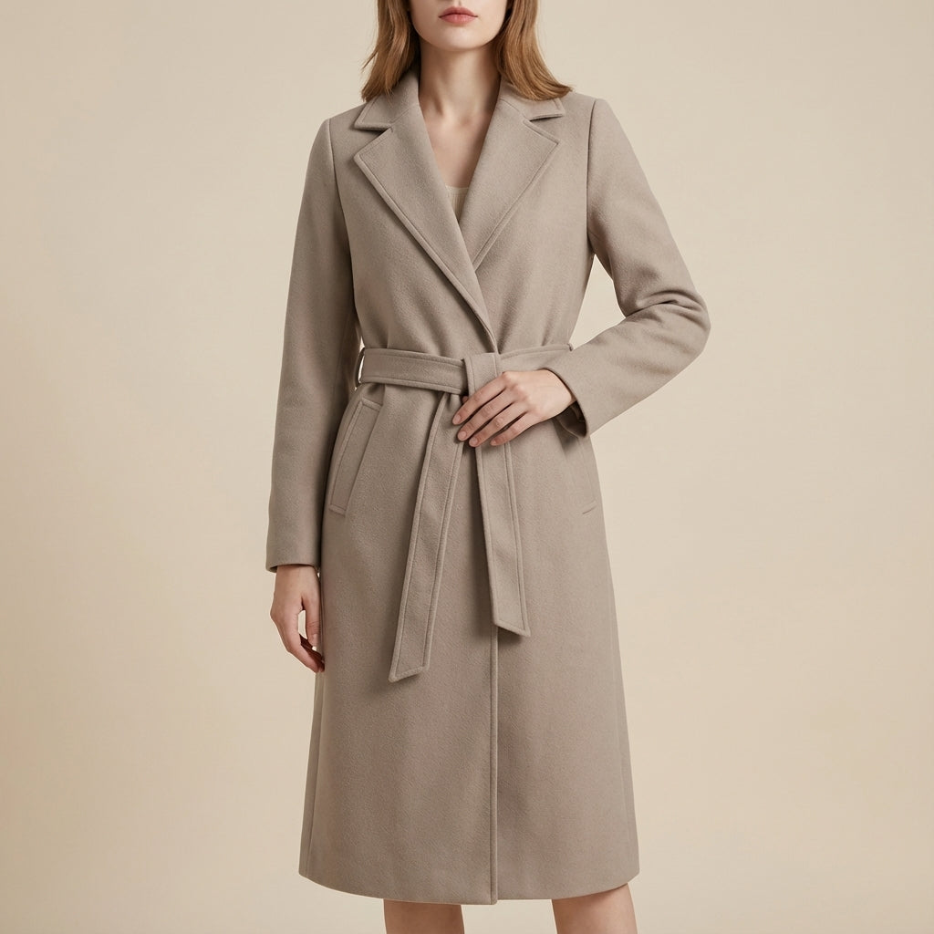 Płaszcz damski trencz z paskiem | Zimowe noszenie