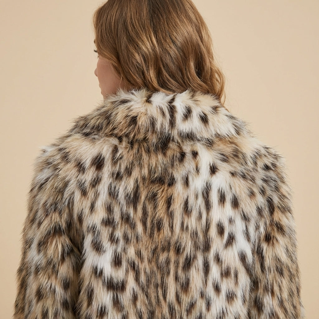 Płaszcz zimowy damski w panterkowy wzór | Styl miejski