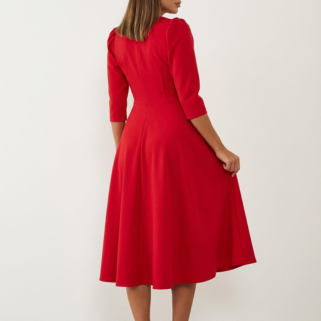 Sukienka midi damska wizytowa kopertowy krój | Uroczystości