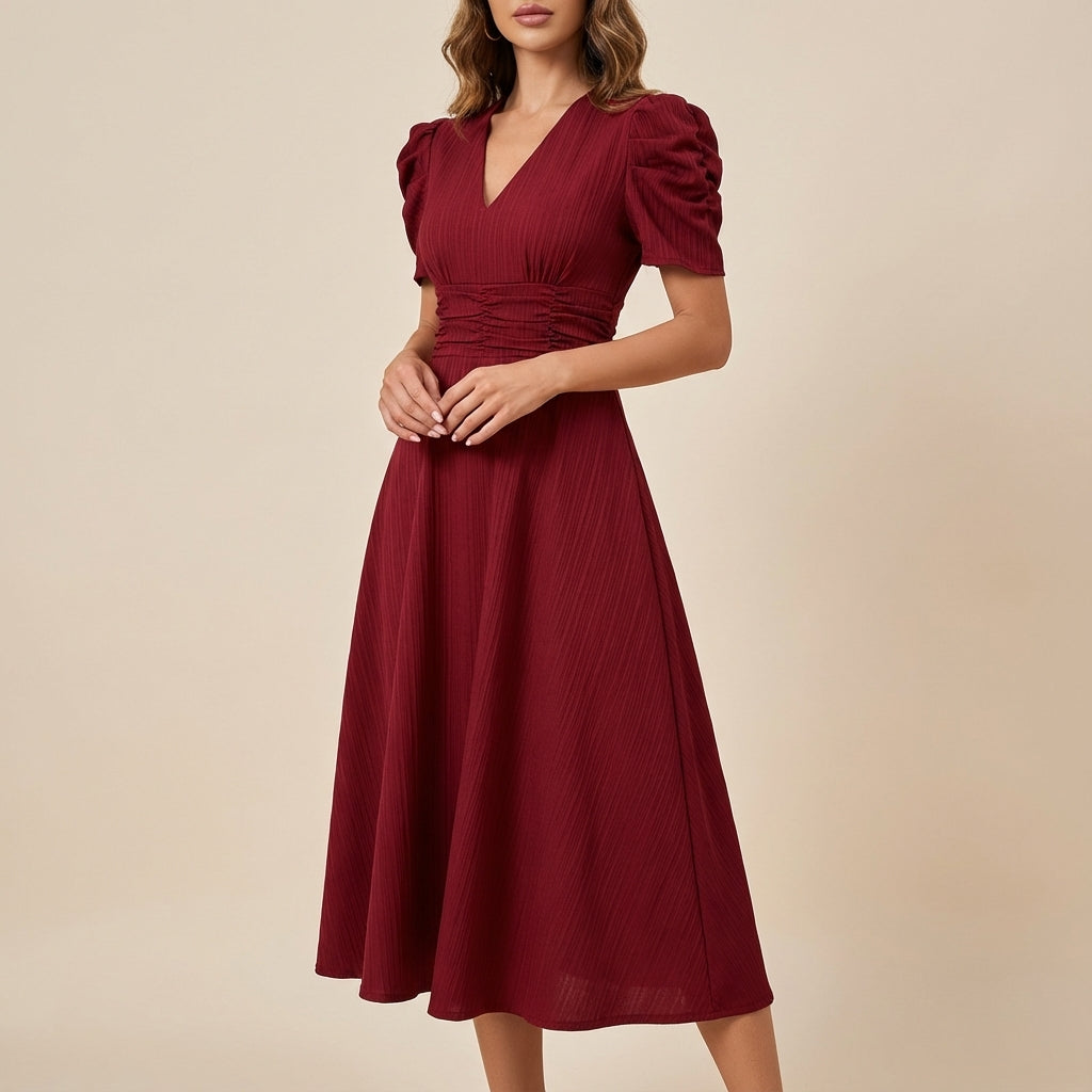 Sukienka midi damska klasyczny krój | Okazjonalne noszenie