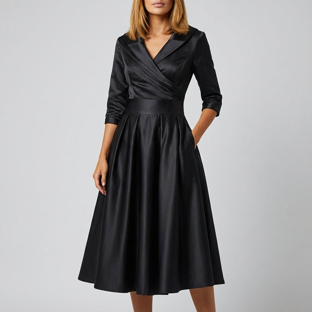 Sukienka midi kopertowa z rękawem 3/4 | Na okazje i wyjścia