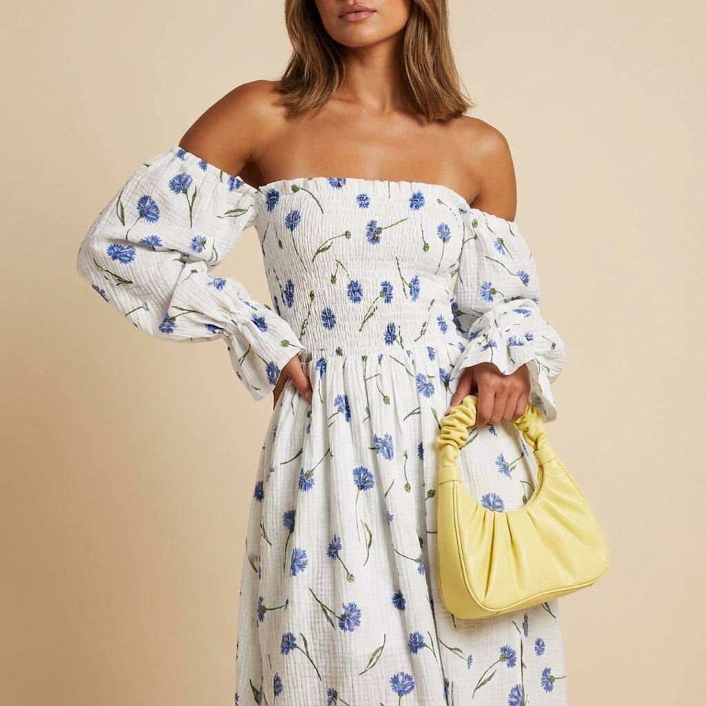 Sukienka damska midi hiszpanka w kwiaty | Na lato