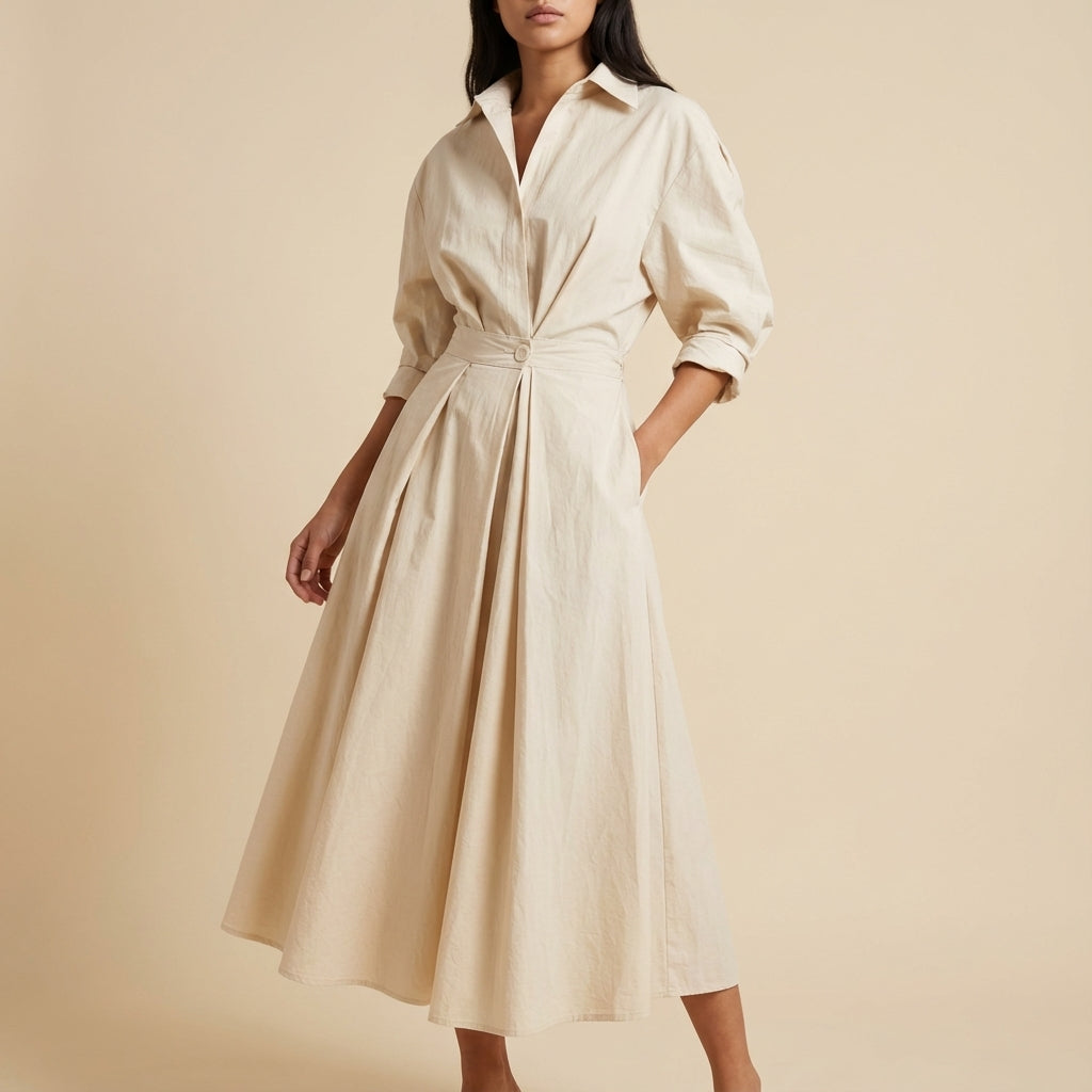 Sukienka damska midi z długim rękawem | Na co dzień