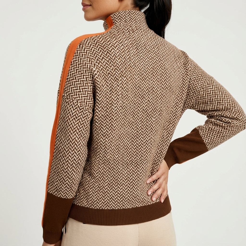 Sweter damski golf w kontrastowe paski | Styl miejski codzienny