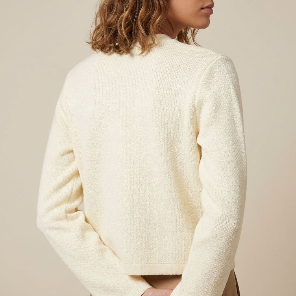 Sweter damski rozpinany na guziki z kieszeniami i dekoltem okrągłym | Na co dzień