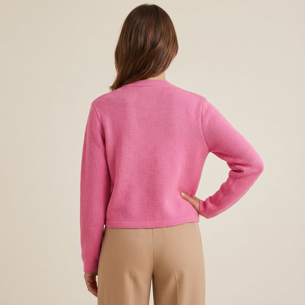 Sweter damski rozpinany na guziki z kieszeniami i dekoltem okrągłym | Na co dzień