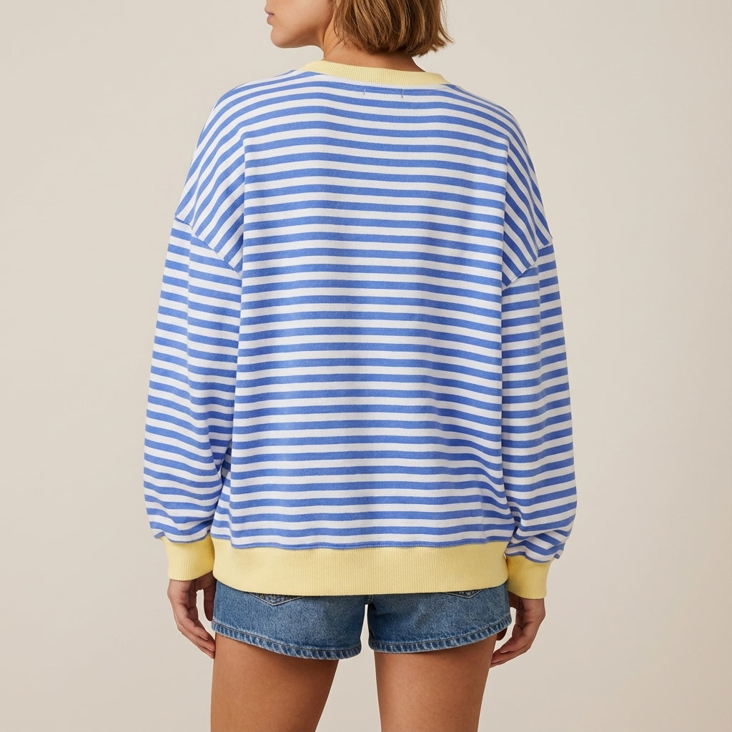 Sweter damski w paski o prostym kroju | Na co dzień