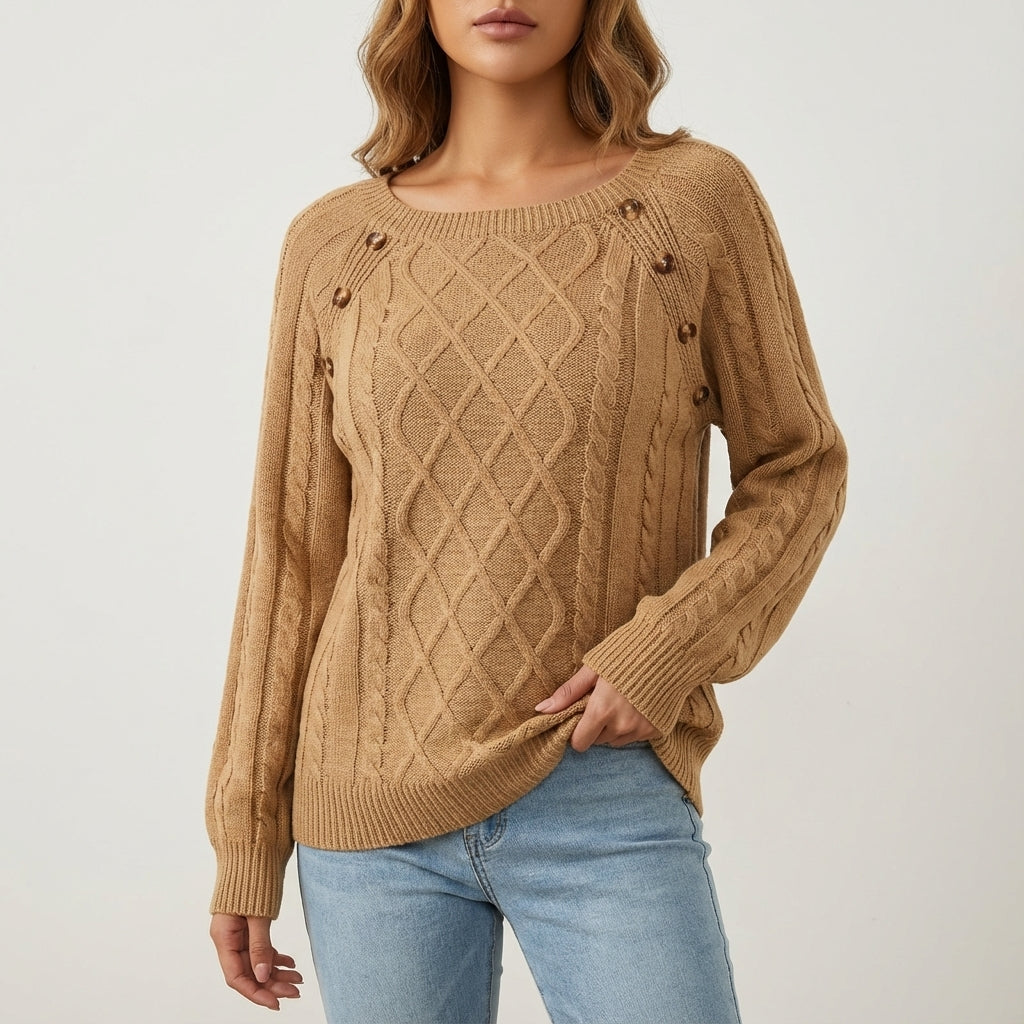 Sweter damski dzianinowy z guzikami | Na co dzień