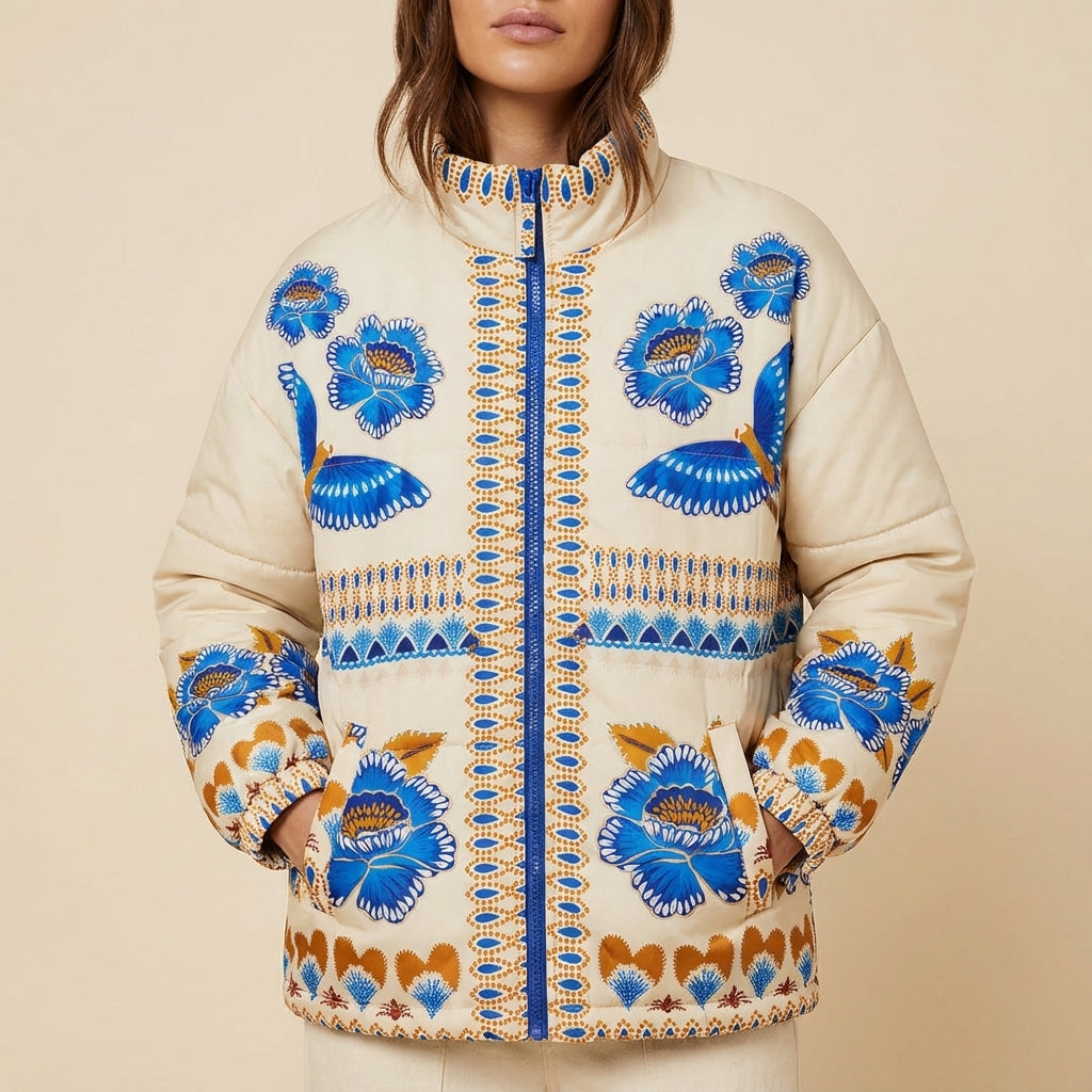 Kurtka Zimowa Damska Boho Wzór | Styl Miejski Na Co Dzień