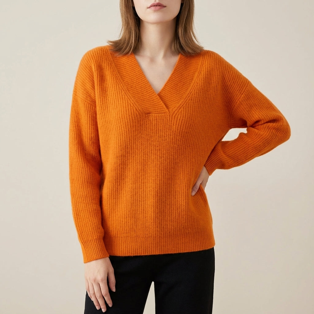 Sweter damski dekolt V klasyczny | Codzienne noszenie