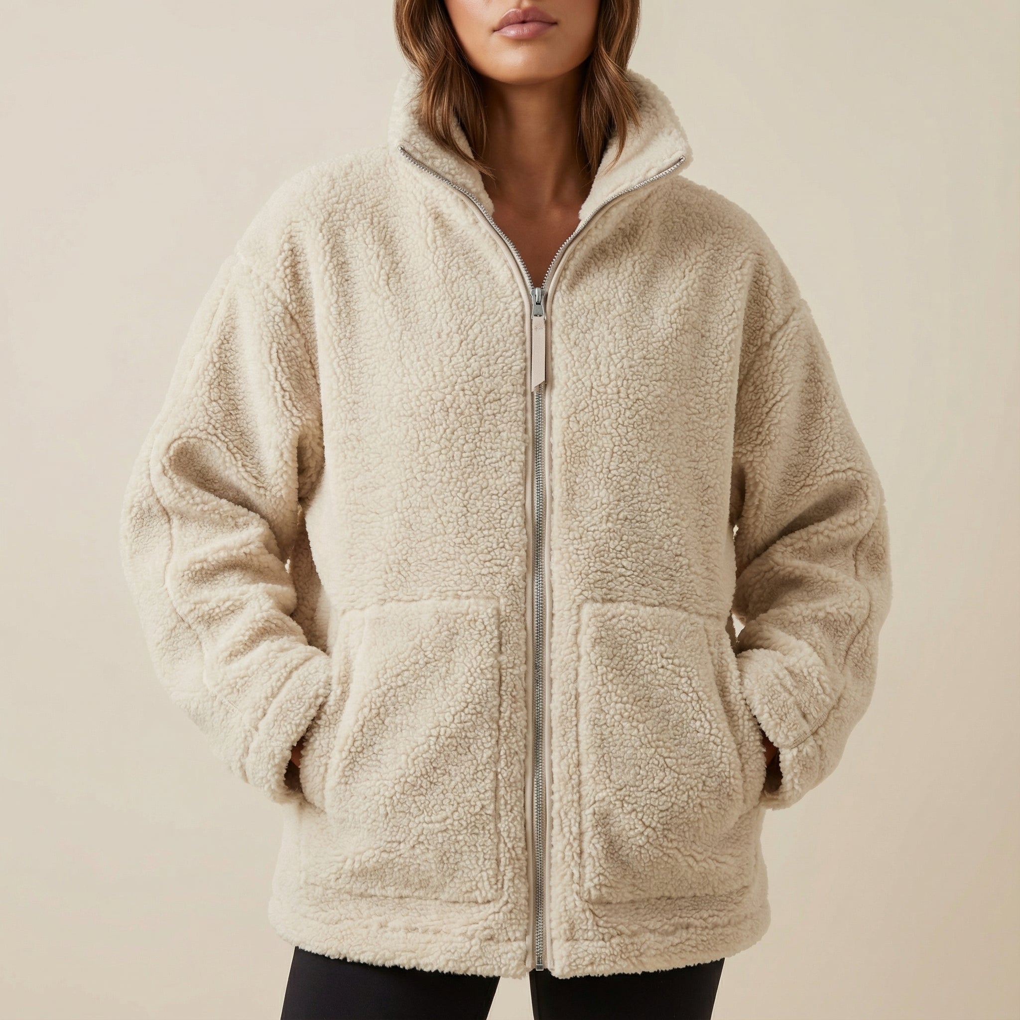 Kurtka Damska o Prostej Formie z Wysoką Stójką | Codzienne Użycie