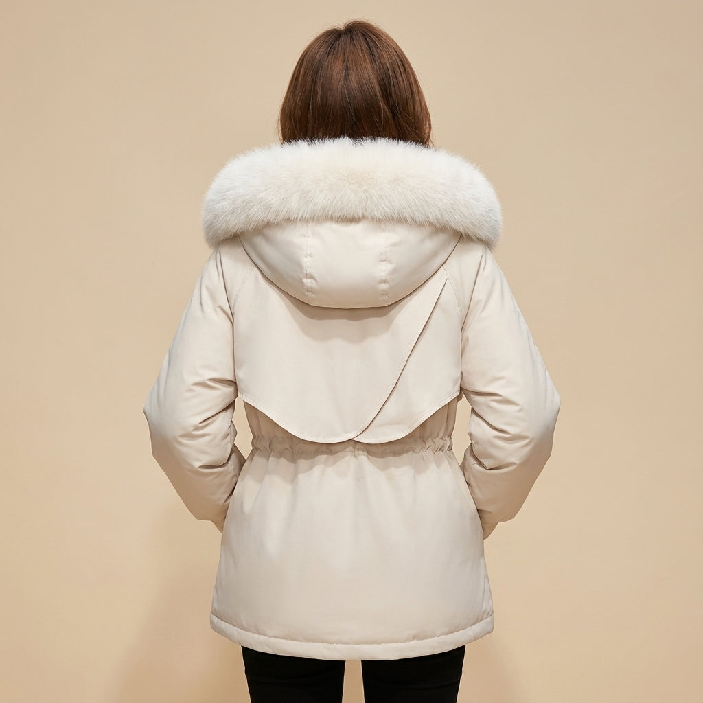 Parka Damska Zimowa z Kapturem Beżowa | Na Zimę