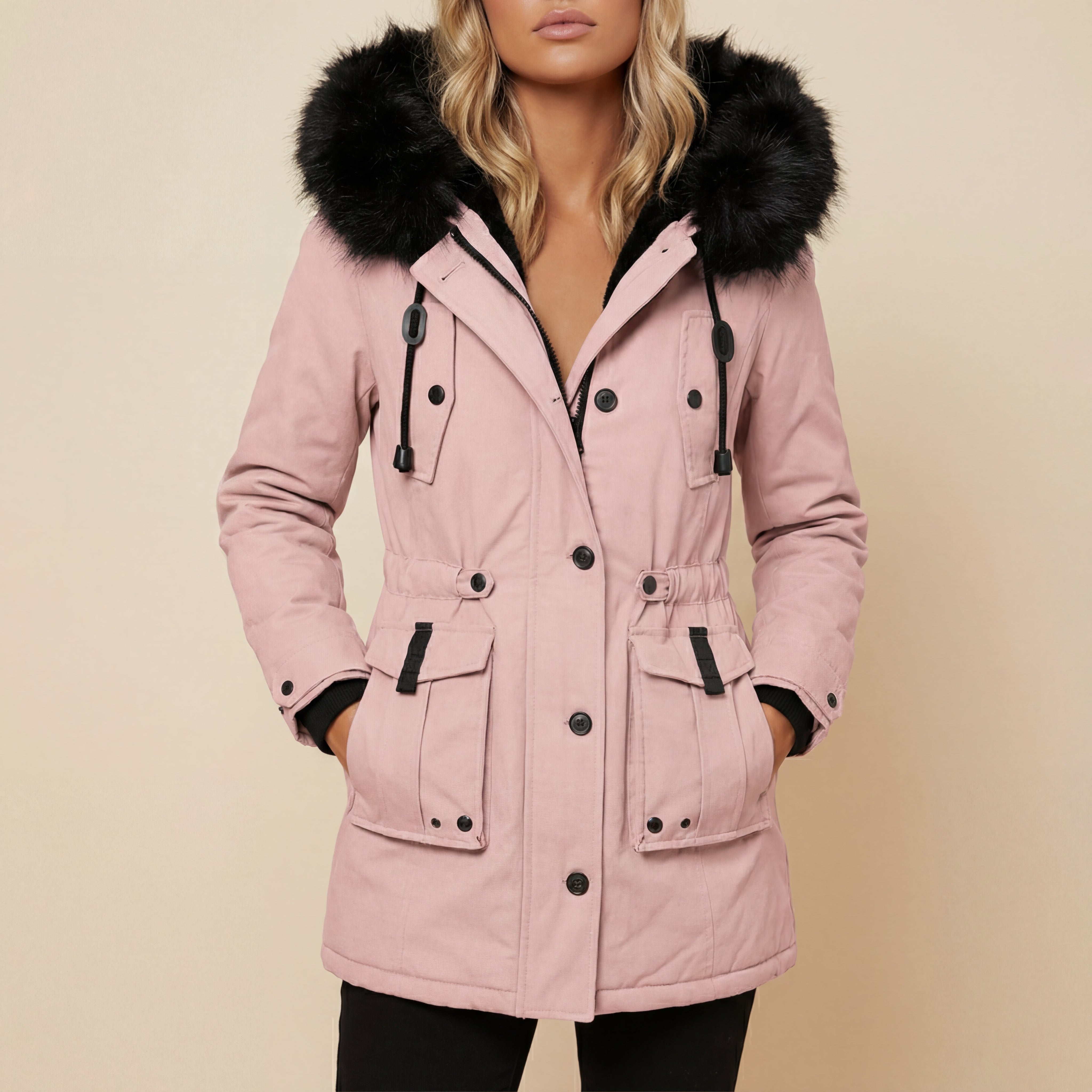 Parka Damska Zimowa z Kapturem Żółta | Na Zimę