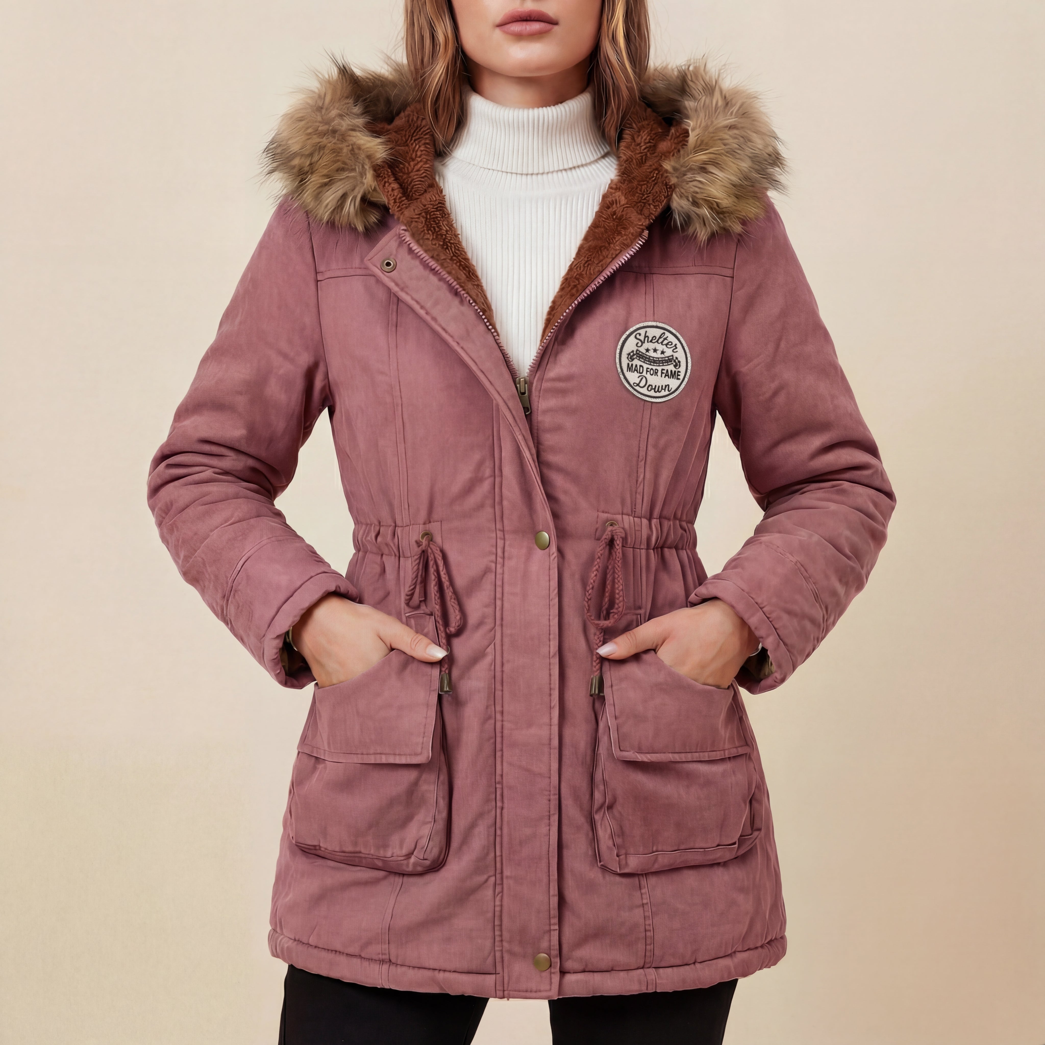 Kurtka Damska Zimowa z Kapturem Granatowa | Na Zimę