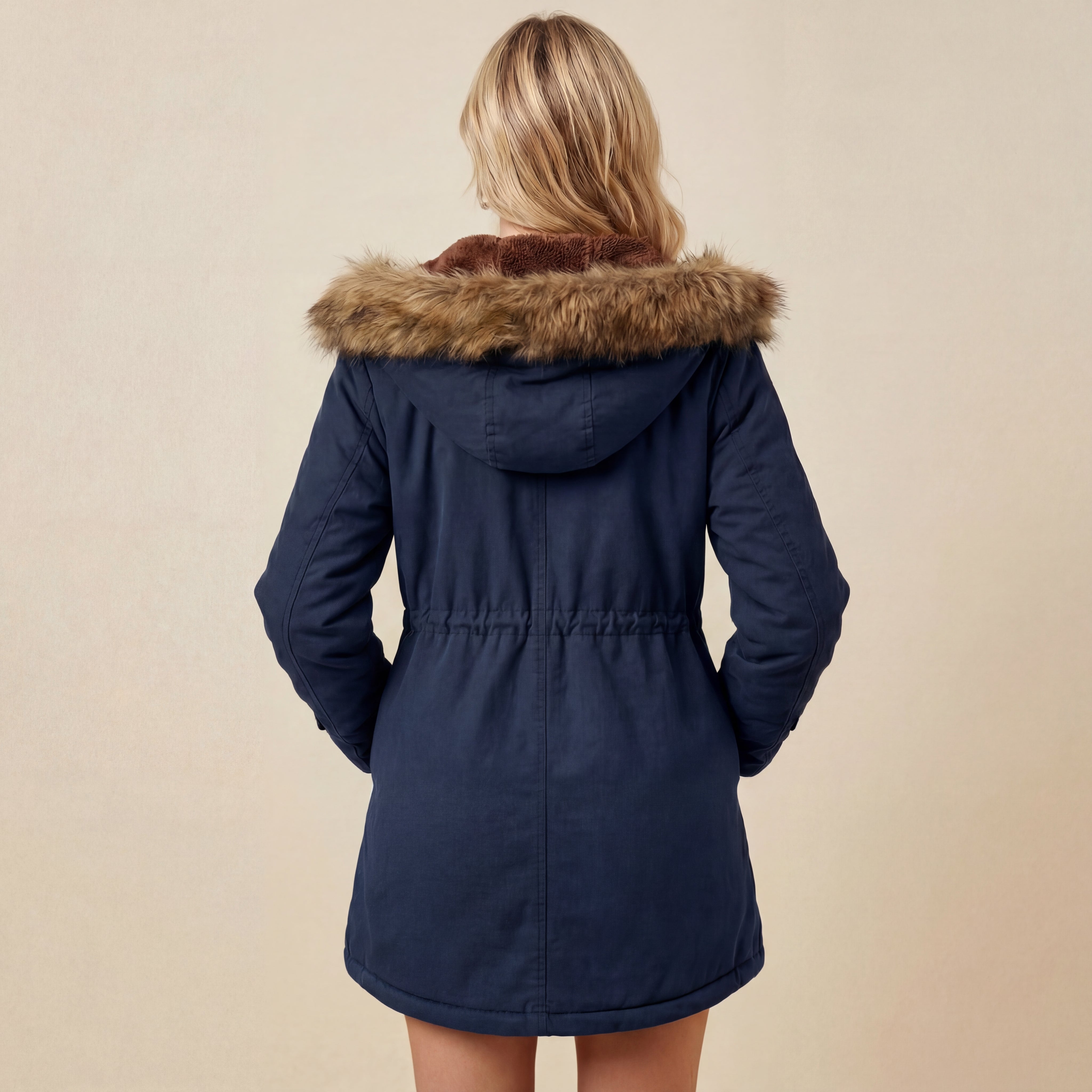 Kurtka Damska Zimowa z Kapturem Granatowa | Na Zimę
