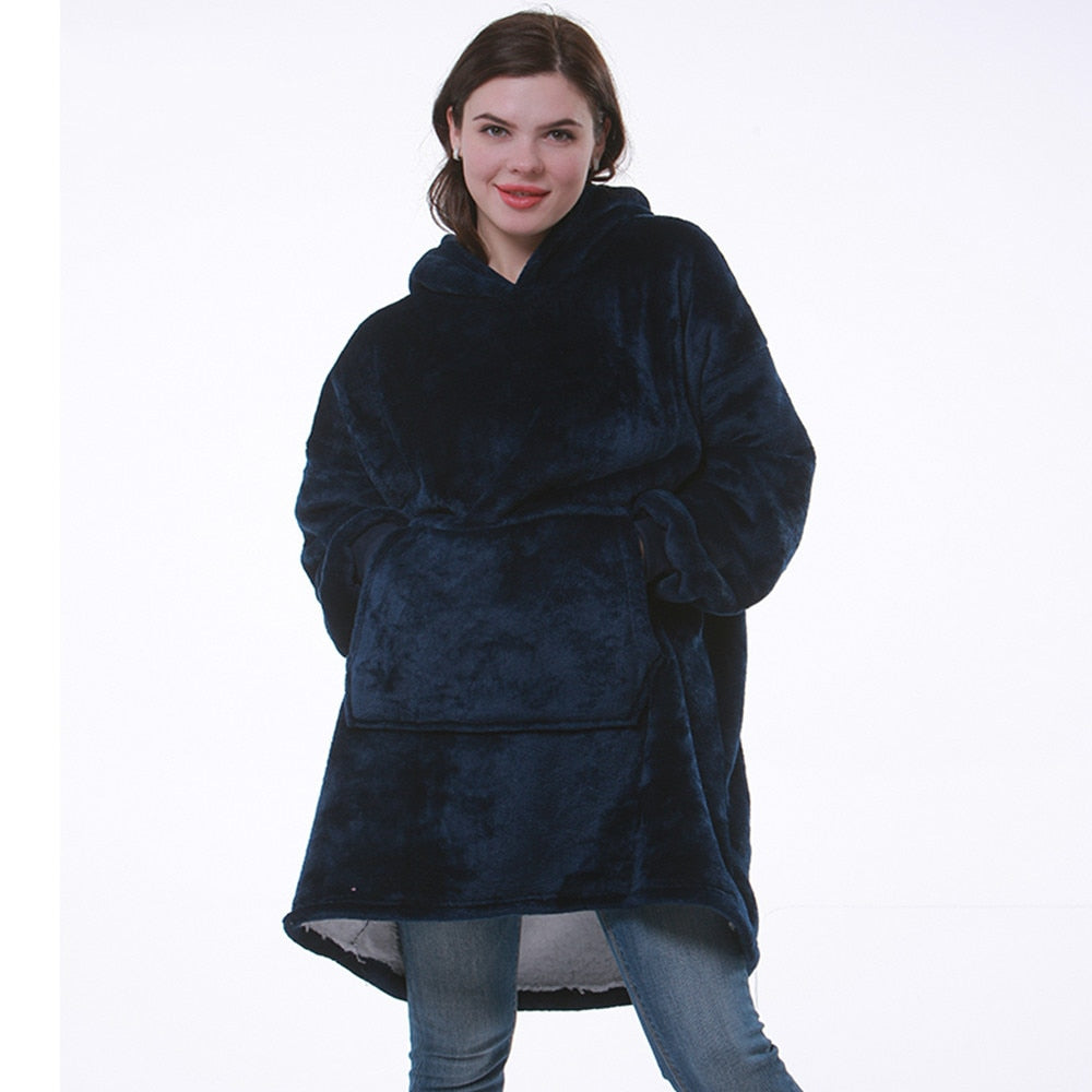 Koc Bluza Damska Oversize z Kapturem Polarowa | Na Co Dzień