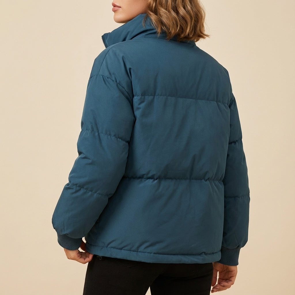 Kurtka Zimowa Damska Oversize ze Stójką | Styl Miejski