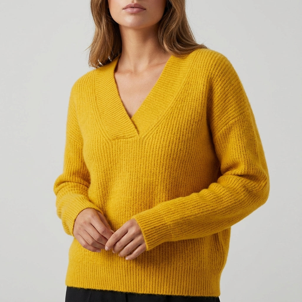 Sweter damski dekolt V klasyczny | Codzienne noszenie