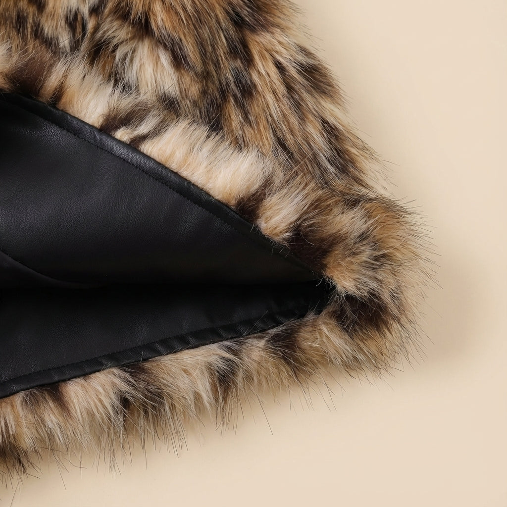 Płaszcz zimowy damski w panterkowy wzór | Styl miejski