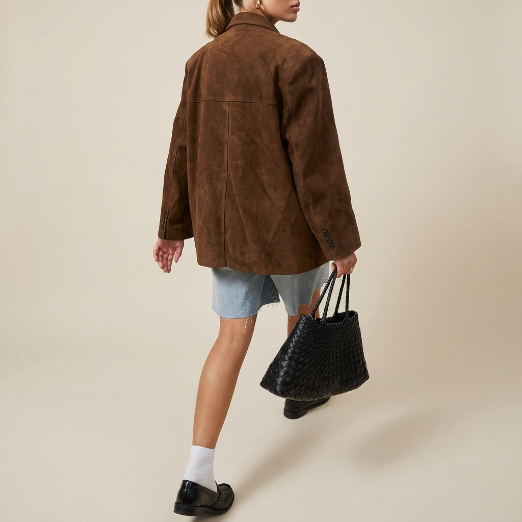 Kurtka damska o luźnym kroju z guzikami | Styl codzienny