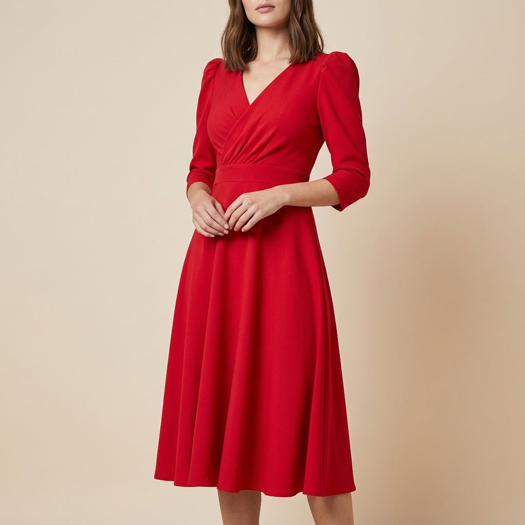 Sukienka midi damska wizytowa kopertowy krój | Uroczystości