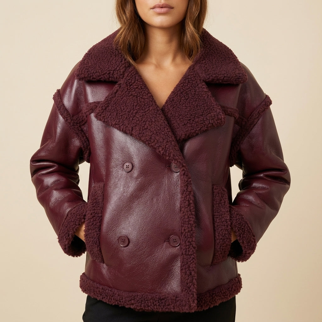 Kurtka Damska Biker z Gładką Powierzchnią | Styl Miejski