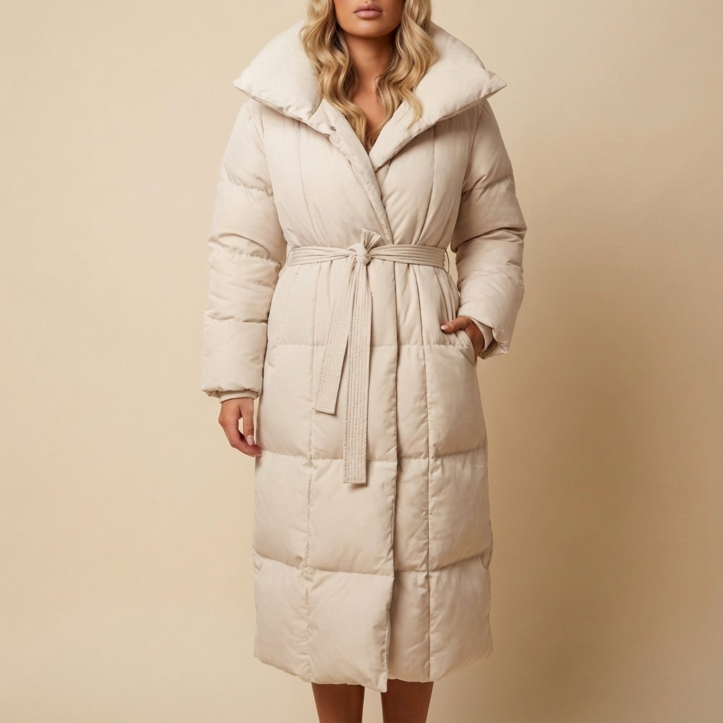 Kurtka damska długa z paskiem w talii | Styl miejski