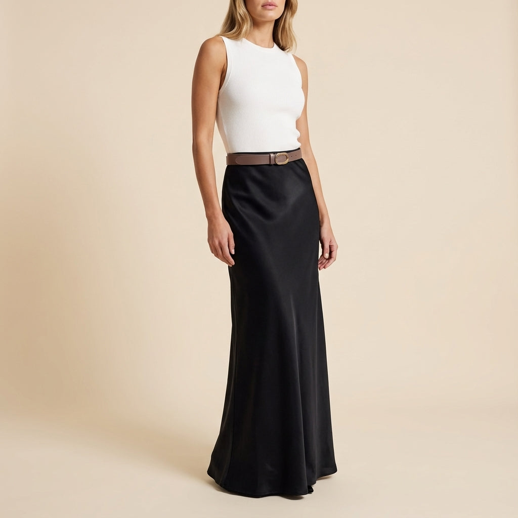 Spódnica Maxi Damska Satynowa | Styl Codzienny