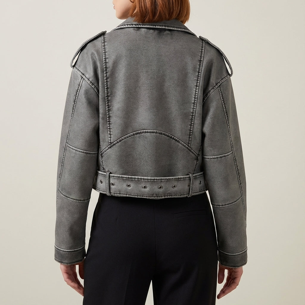 Kurtka damska ramoneska krótka z zamkiem | Styl miejski na co dzień