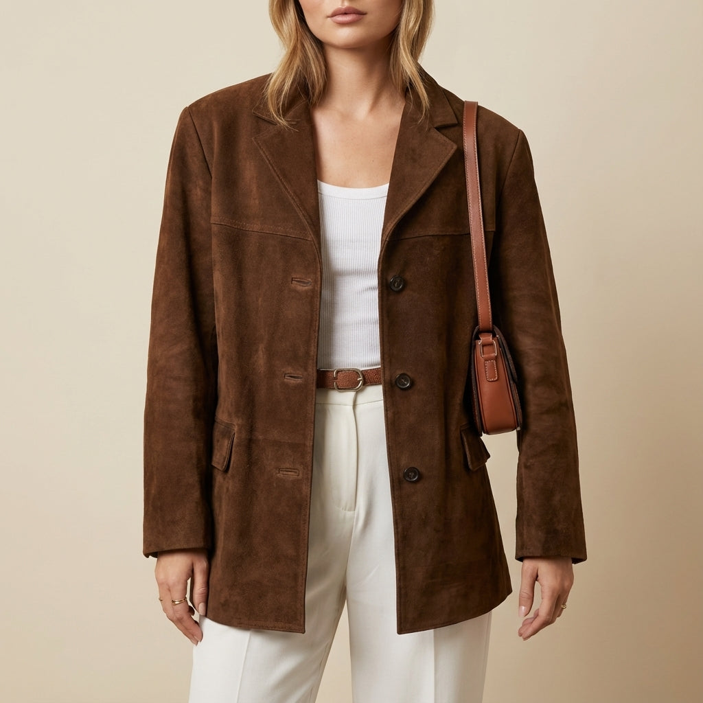 Kurtka damska o luźnym kroju z guzikami | Styl codzienny