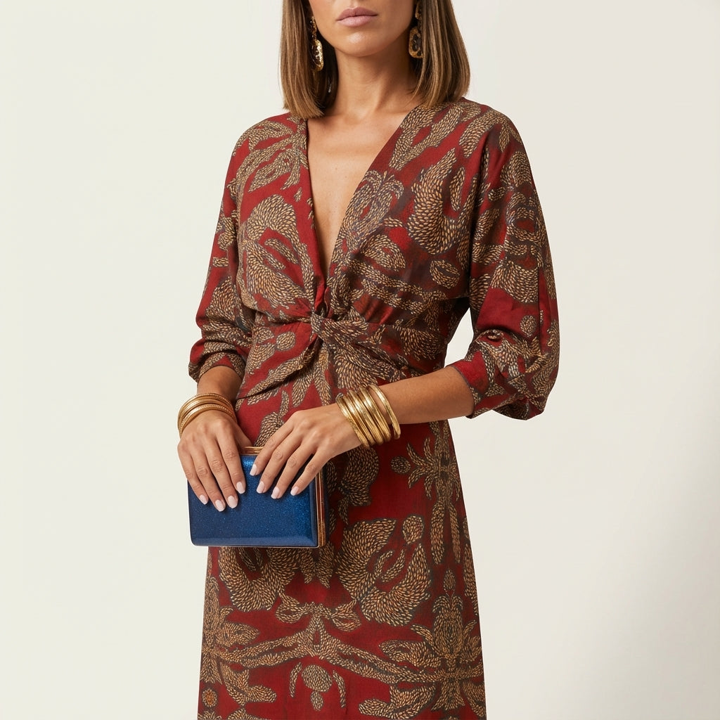 Sukienka damska midi kopertowa | Na wyjście